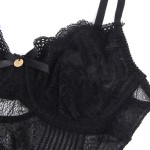 SUBBLIME - 955618 LACE BODYSUIT WITH BOTTOM CLOSURE BLACK S/M